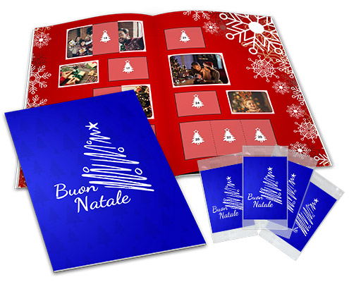 Regalo de Navidad personalizado y divertido, álbum de cromos abierto con sobres