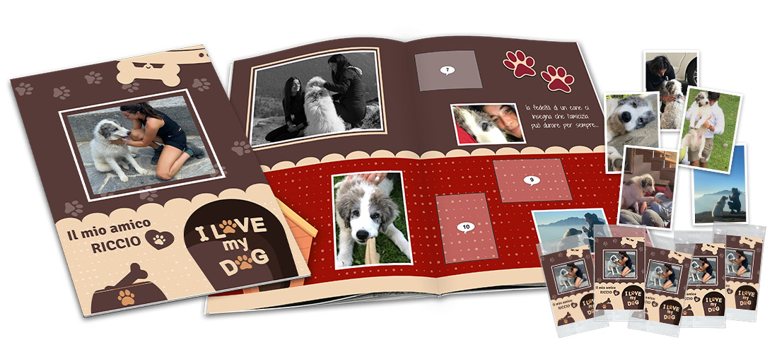 Álbum de pegatinas personalizado con temática de perros